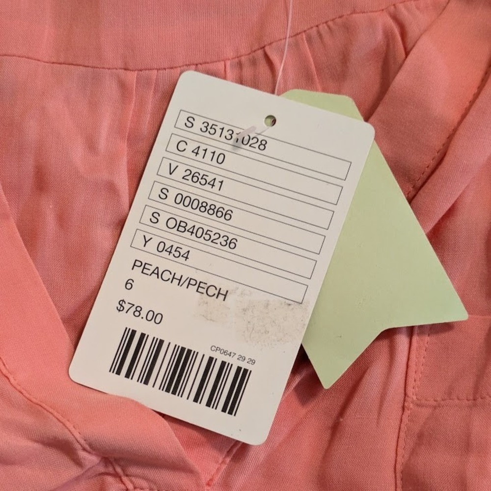 Anthropologie Maeve Peach LS Tunic Blouse Hanky Hem Henley Top NWT Size 6 - Picture 9 of 10